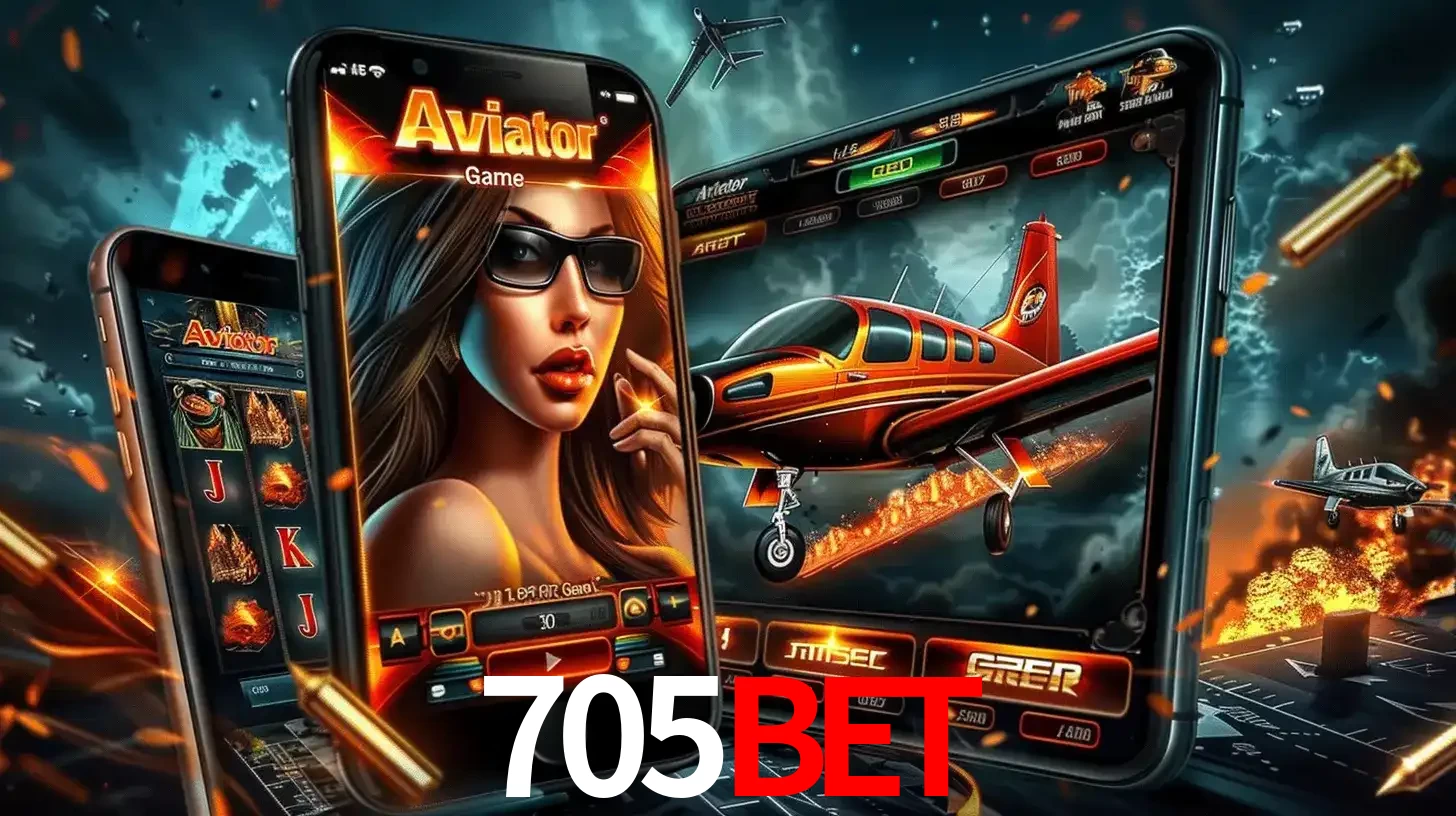 O popular jogo de apostas Aviator exibido em vários celulares e tablets, mostrando a interface emocionante e a ação de voo disponíveis para jogar agora no 705BET.