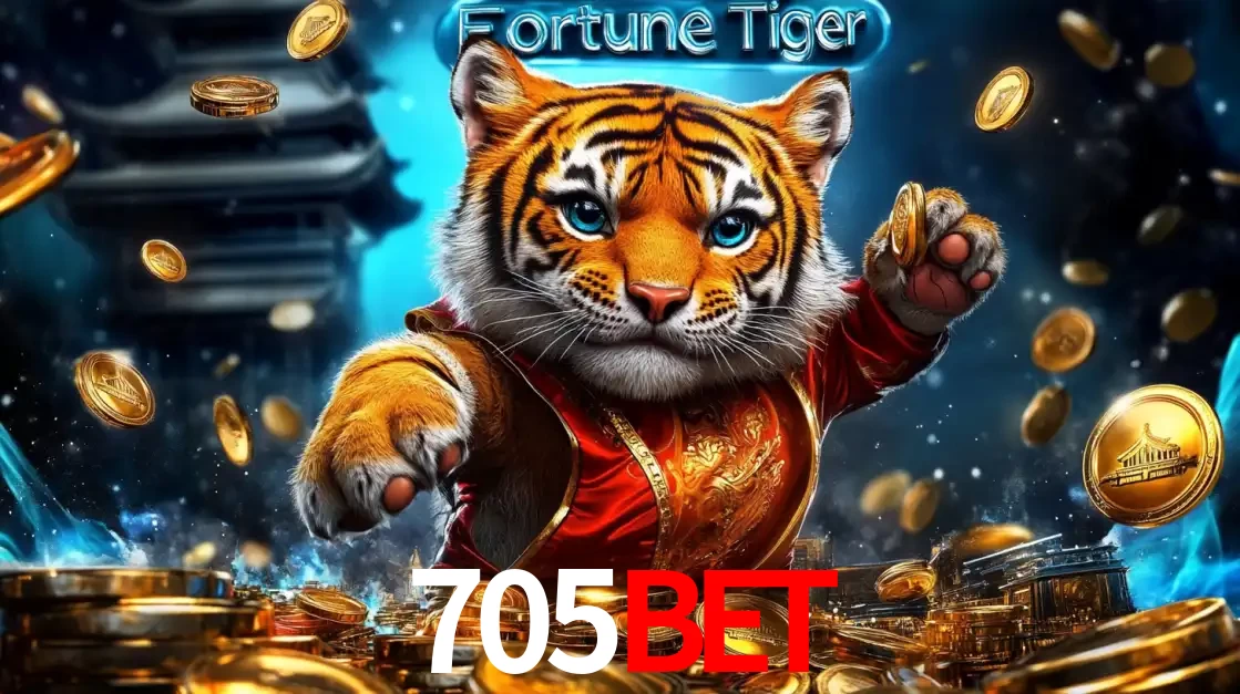 Imagem promocional do jogo de slot Fortune Tiger, com um tigre majestoso em traje tradicional cercado por uma fortuna em moedas de ouro, disponível agora no cassino 705BET.