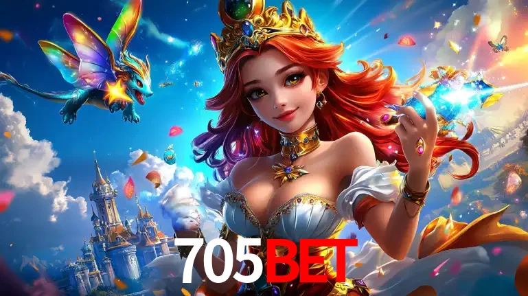A princesa de um reino de fantasia mágico, com seu pequeno dragão, apresentando um mundo de prêmios encantados nos jogos de caça-níqueis do cassino 705BET.