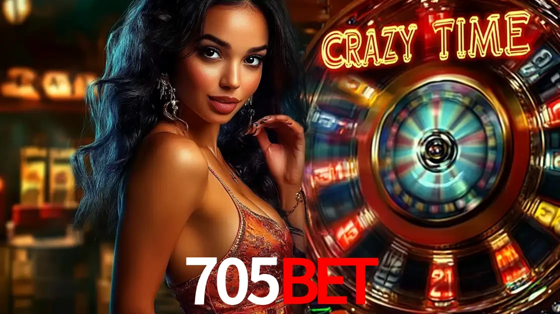 Mulher elegante ao lado da vibrante roda da fortuna do jogo de cassino ao vivo Crazy Time, um dos game shows mais populares e cheios de prêmios do 705BET.